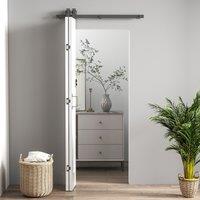 HOMCOM Slide Door, 70cm Modern Sliding Door Set Kit with Steel Rail, White