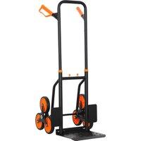 DURHAND Steel Climbing Stairs Trolley Hand Trucks 6-Wheels Foldable Load Cart 120kg, Orange
