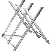 DURHAND Portable Sawhorse Heavy Duty Steel Adjustable Work Support, Foldable Sawhorse Stand 100 kg Weight Capacity, Silver Tone