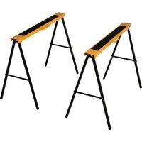 HOMCOM 2-Piece Saw Horse Material Support Steel Organizer Heavy Duty 125kg Non-Slip Cushion Side Grip Handle Foldable Design Saving Space