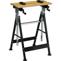 HOMCOM Portable Folding Workbench with Adjustable Height & Angle, Work Bench with 4 Adjustable Clamping Pegs, Beige