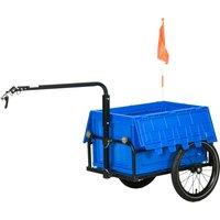 HOMCOM Bicycle Cargo Trailer with Steel Frame, 65L Foldable Storage Box, Safe Reflectors, Max Load 40KG, Blue Aosom UK