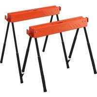 HOMCOM Saw Horses Twin Pack, Folding Work Bench Sawhorses with Height Adjustable Legs, 2x4 Bracket, Orange