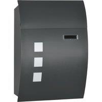 HOMCOM Wall Mounted Letter Box, Weatherproof Post Box for Outside Wall, Modern Mailbox with 2 Keys, Viewing Windows and Nameplate, Anthracite Grey