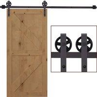 HOMCOM Modern Sliding Barn Door Closet Hardware Track Kit Track System Unit for Single Wooden Door 6FT/1830mm Aosom UK