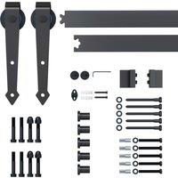 HOMCOM 6.6FT / 2m Carbon Steel Sliding Door Kits Barn Hardware Closet Set Antique Style Track System For Single Wooden Door Aosom UK