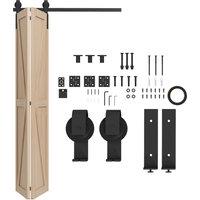 HOMCOM 4FT/122CM Bi-Folding Sliding Barn Door Hardware Track Kit, Heavy Duty Sliding Door Kit for 2 Doors with J Shape Hanger Aosom UK