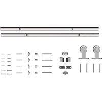 HOMCOM Sliding Door Hardware Kit Heavy Duty 304 Stainless Steel 152 cm Wide Door Silver Tone