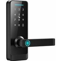 HOMCOM Smart Door Lock, 5-in-1 (Fingerprint/Passcode/Bluetooth APP/NFC Card/Key), Built-in Doorbell, Keyless Electronic Lock