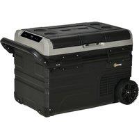 Outsunny 40L Car Refrigerator, Portable Compressor Cooler Box, Fridge Freezer w/ Inner LED & Foldable Handles, 12/24V DC and 110-240V AC Aosom UK