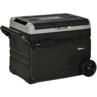 Outsunny 50L Car Portable Fridge, 12/24V Portable Compressor Cooler w/ LED Display & Foldable Handles Aosom UK