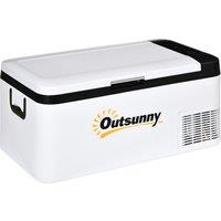 Outsunny 12V Car Refrigerator w/ LED Light & Foldable Handles, 18L Portable Compressor Cooler, Fridge Freezer for Campervan RV Boat Travel Aosom UK