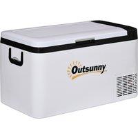 Outsunny 12V Car Refrigerator w/ LED Light & Foldable Handles, 25L Portable Compressor Cooler, F