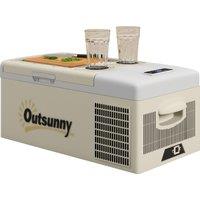 Outsunny 16L Car Fridge Freezer, Portable Car Refrigerator with 12V/24V DC and 100-240V AC, Khaki Aosom UK