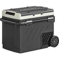 Outsunny 49L Compressor Car Fridge Freezer, Dual Zone Camping Refrigerator with App Control, Telescopic Handle, -20℃-20℃