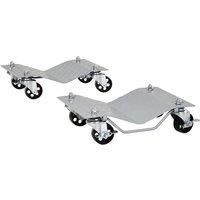DURHAND 2 PCS Car Wheel Dollies with Swivel Casters, 680kg Capacity Car Dolly Skates Wheel Dolly Set with Non-Slip Metal Plates, Grey