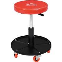 HOMCOM Rolling Mechanical Stool, Pneumatic Adjustable Workshop Stool with Tool Tray, Wheels - Orange