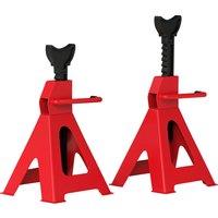 HOMCOM Axle Stands 3 Ton Car Jack Stands Pack of 2, 38.5-60 cm Height Adjustable Support Jack Stand, Heavy Duty Car Lift Tool for Vehicles, Caravans, Workshops, Garages, Red