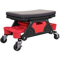 HOMCOM Rolling Mechanic Stool, 135kg Capacity Workshop Stool, 360 Swivel Roller Padded Creeper Seat with Wheels, Slide Out Tool Trays and Drawer for Garage, Shop, Auto Repair, Black