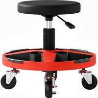 HOMCOM Rolling Mechanic Stool, 40-52 cm Height Adjustable Workshop Stool, 135kg 360 Swivel Roller Padded Creeper Seat, Black