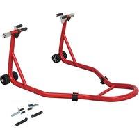Homcom Rear Motorcycle Paddock Stand Motorbike Stand with Anti-Slip Mat, U-Shaped and L-Shaped Adapters, 200 kg Capacity, for 18", 17" and 10" Tyre, Red