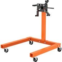 HOMCOM Engine Stand, 570 kg Rotating Engine Stand with 360 Degree Adjustable Head, 4 Mounting Arms, Heavy Duty Steel Support, Universal Wheels for Garage Workshop Auto Repair, Orange