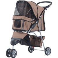 Pawhut Dog Pram Pet Travel Stroller Dog Pushchair W/Three Wheels-Coffee Aosom UK