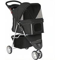 PawHut 3 Wheel Pet Stroller for Small and Miniature Dogs, Black