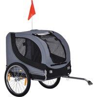 PawHut Dog Bike Trailer, Steel Pet Cart Carrier for Bicycle, Water Resistant Travel Kit, Grey and Black Aosom UK