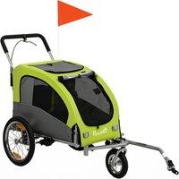PawHut 2 in 1 Dog Bike Trailer, Foldable Pet Stroller, Dog Bicycle Trailer with Suspension, for Medium Dogs up to 20kg, Green