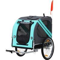 Pawhut Dog Bike Trailer Folding Pet Trailer Dog Carrier Bicycle Steel Frame Jogger Stroller with Suspension - Green & Grey