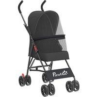 PawHut Dog Stroller, Foldable Cat Dog Pram for Miniature Breeds, Pet Stroller with Brake, Mesh Windows, Black
