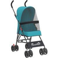 PawHut Dog Stroller, Foldable Cat Dog Pram for Miniature Breeds, Pet Stroller with Brake, Mesh Windows, Dark Green