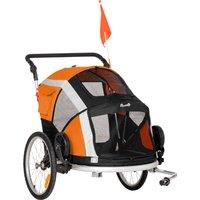 PawHut Dog Bike Trailer 2-in-1 Pet Stroller for Large Dogs Cart Foldable Bicycle Carrier Aluminium F