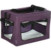 PawHut Portable Pet Carrier, Foldable Cat & Miniature Dog Travel Bag with Cushion, Lightweight, 49cm, Purple Aosom UK