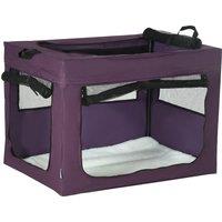 PawHut Foldable Pet Carrier for Small and Medium Dogs, Portable Cat Carrier, Spacious and Comfortable, 79.5 x 57 x 57 cm, Purple Aosom UK