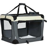 PawHut 70cm Pet Carrier, Foldable Dog Bag, Portable Cat Carrier, Pet Travel Bag with Cushion for Miniature and Small Dogs, Grey Aosom UK