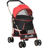 PawHut Pet Stroller Detachable 3-In-1 Dog Pushchair Cat Travel Carriage Foldable Bag w/ Universal Wh