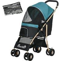 PawHut Oxford Pet Buggy for Compact Dogs, Weatherproof Canopy, Ventilated, Easy Fold with Storage, Dark Green Aosom UK