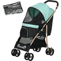 PawHut Pet Stroller for Small Dogs, Durable Oxford Fabric, with Rain Cover, Lightweight & Portable, Vibrant Green Aosom UK