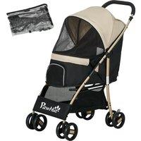 PawHut Oxford Pet Stroller for Small Dogs with Rain Cover, Lightweight & Portable, Dark Khaki Aosom UK