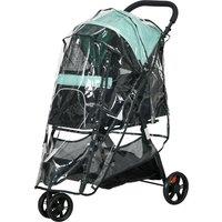 PawHut Lightweight Foldable Pet Stroller with Protective Rain Cover for Extra Small and Small Dogs, Vibrant Green Aosom UK