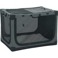PawHut Soft Dog Crate Pet Travel Crate 90 x 64 x 64 cm with Removable Pad Mesh Window Army Green