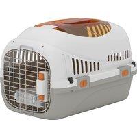 PawHut Plastic Pet Carrier Hard Shell Dog Cat Carrier Max 4 KG Steel Door Feed Bowl Secure Lock 49 x 32 x 31 cm