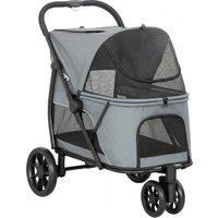 PawHut Dog Stroller, 3 Wheels Pet Stroller with Dual Entry, Easy One-Click Quick Fold, Mesh Windows, Washable Cushion
