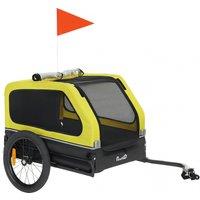 PawHut Dog Bike Trailer with Flip-Down Ramp Tailgate, Quick Release Frame, Universal Bicycle Coupler, Reflectors, Yellow