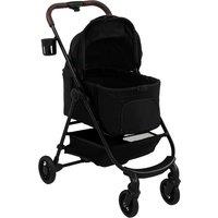 PawHut Dog Stroller, 3 in 1 Foldable Pet Stroller for Small Puppy Cat with Detachable Travel Carrier, Storage Basket, Black