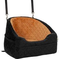 PawHut Dog Car Seat, Detachable Washable Dog Booster Seat with Thick Cushion, Seat Belt, Pockets for Small Under 10kg, Brown