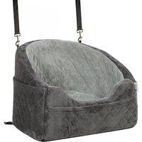 PawHut Dog Car Seat, Detachable Washable Dog Booster Seat with Thick Cushion, Seat Belt, Pockets for Small Under 10kg, Grey