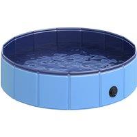 PawHut Pet Swimming Pool, Foldable, 80 cm Diameter-Blue Aosom UK